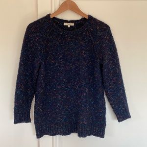 Madewell navy and rainbow speckled crew neck sweater